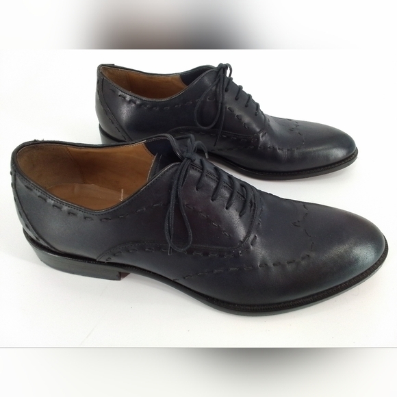 Paul Fredrick DARK NAVY Leather Dress Shoes Mens Sz 10 M Oxford BUCKSTITCH main image 7